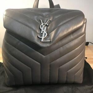 Yves Saint Laurent Dark Gray Chevron Backpack